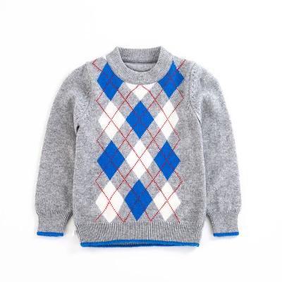 China Guoou Argyle Pattern Design Knitted Anti-Shrink Knitwear High Quality Argyle Pattern Design Knitted Winter Cashmere Boys Sweater for sale