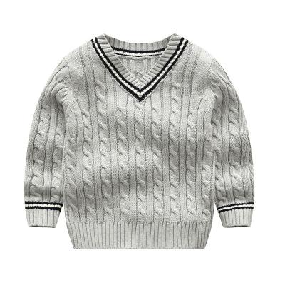 China Guoou Knitwear Winter Kids Sweater Anti-Shrink Cotton Knitted V-Neck Sweater School Uniform Boys Sweater for sale