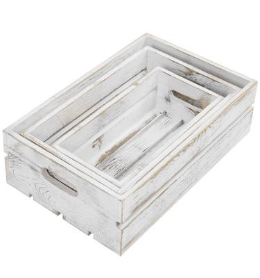 China Europe Farmhouse Design New Rustic Rectangle Customized Wood Serving Tray For Bathroom Decoration for sale