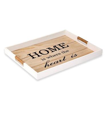 China Europe Home Decoration Handle Customized Cheap Wooden Serving Tray Coffee Food Tray for sale