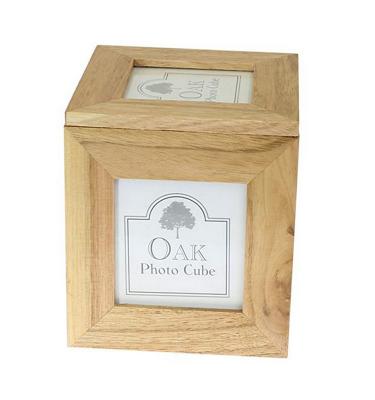 China Europe Amazon Oak Wooden Picture Frame Decorative Cube Keepsake Photos Box for sale