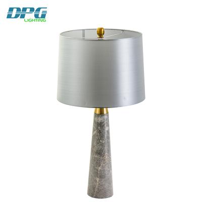 China Table Lamp for Bedroom Modern Gray Marble Fabric Led Decorative Desk Bedside Table Lamps for Bedroom for sale