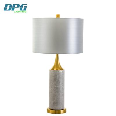 China Gray Marble Fabric Led Decorative Modern Table Light Study Table Lamp For Bedroom for sale