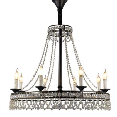 China Vintage Design Modern Decorative Luxury Black E14 Led K9 Crystal Large Chandelier for sale