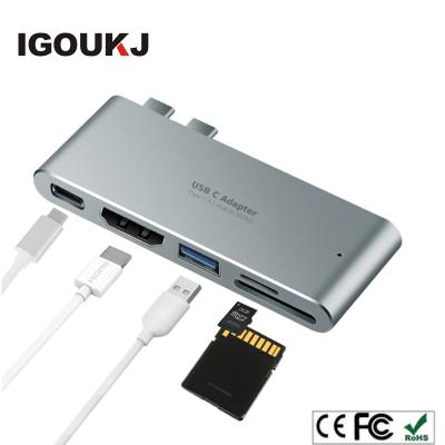 China Type-C Enabled Devices 40 Gbps Thunderbolt USB C Combo Adapter For Macbook Pro 13