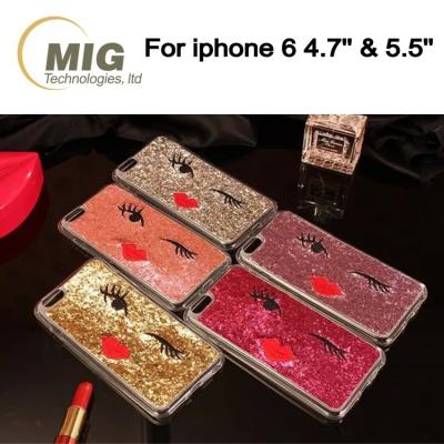 China Bling Bling Cell Phone Cases Beautiful Glitter Eye Cell Phone Case for plus 6s, tpu cell phone iphone 6 cover with a red lip for sale