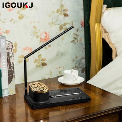 China Wholesale Mobile Phone 4 in 1 BT Speaker Wireless Charger for iPhone X XR XS Max Station with Desk Lamp and Display Clock Charging for sale