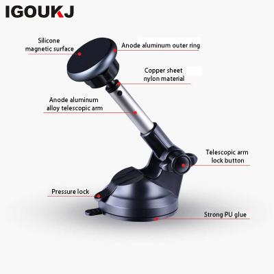 China New Arrival Car Air Vent Mobile Phone Bracket Dashboard Suction Cup Universal Magnetic Telescopic Mobile Phone Holder for sale