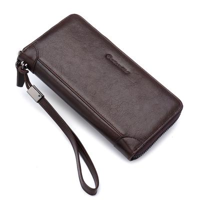 China Anti Theft Men Leather Wallet Credit Card Holder With Unfading Hardware Phone Bag for sale