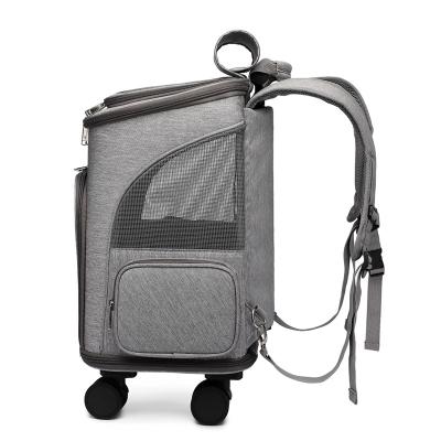 China Wholesale Sports Pet Rolling Carrier Backpack Wheel Around Dog Carrier Trolley Luggage Bags Pet Bag for sale