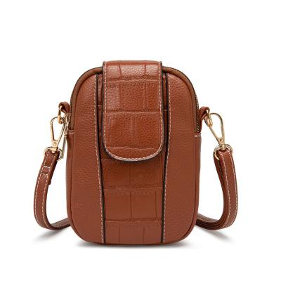 China PU Crocodile Leather Embossed Cell Phone Leather Cross - Body Bag Wallet Cell Phone Filter Mounts For Woman for sale