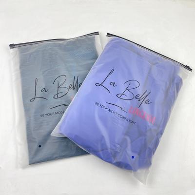 China Low MOQ Logo Frosted Zip Lock Bag Packaging Plastic Clothing Bags BIODEGRADABLE EVA Custom Zipper For Clothes for sale