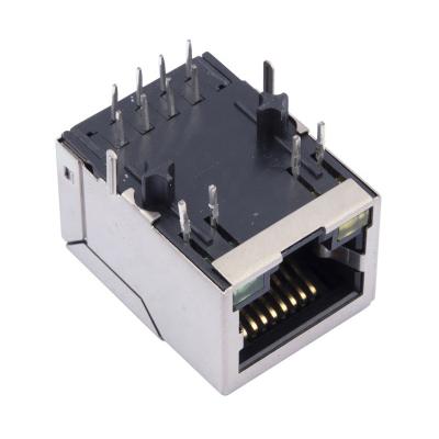 China HR911105A PCB Ethernet Jack Tab Down rj45 Connector 10/100Base-TX Modular Jack with Led Light and Transformer for sale