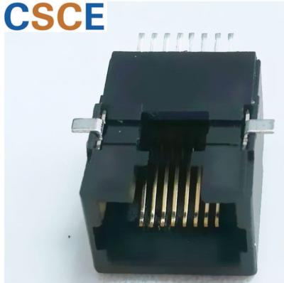 China Left Modular Ethernet Connector Rj45 Jack SMT-RJ1-2 PCB Smt 8P8C Unshielded 1 x 1 SMT RJ45 for sale