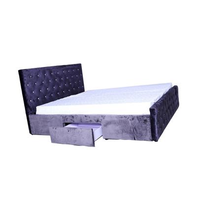 China Simple Elegant Queen Design Furniture Latest King Size Bedroom Velvet Upholstery Luxury Chesterfield Bed for sale