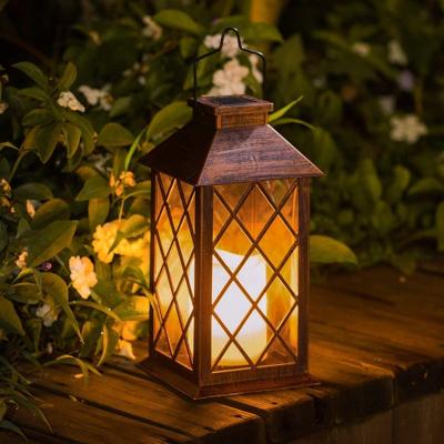 China Home Decoration Garden Outdoor Hanging Solar Lantern Led Metal Tabletop Solar Lantern With Led Flameless Candle for sale