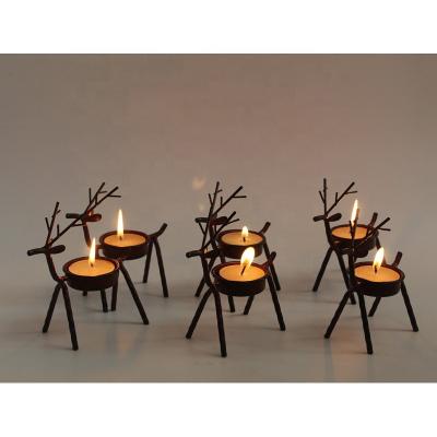 China Handmade Christmas 6 Shape Metal Wire Deer Tealight Candle Holder Set for sale