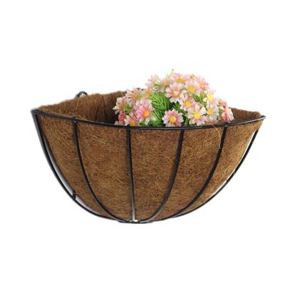 China Black Handmade Metal Decoration Corner Wall Flower Hanging Basket for sale