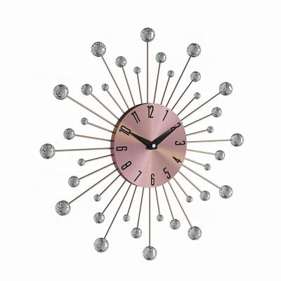 China Antique Style Large Mount Clock Bedroom Bathroom Clocks Black Silver Sunburst Wall Clock Metal Home Decoration for sale