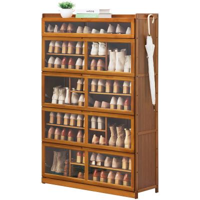 China Expandable Home Furniture Bamboo Wooden Shoe Cabinet Combination Bamboo Shoe Cabinet for sale