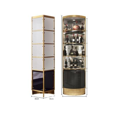 China Expandable Luxury Home Bar Living Room Furniture Light Corner Wine Display Cabinet for sale