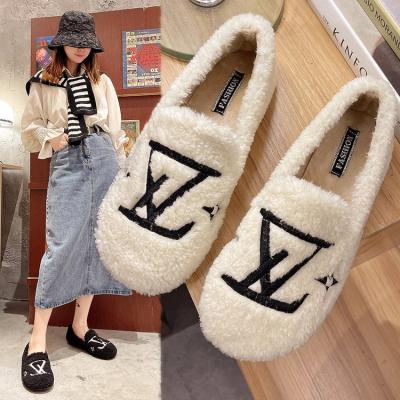 China Others 2021 autumn and winter round flat bottom new plus lazy women's embroidery velvet thick shoes cotton ethnic warm shoes for sale