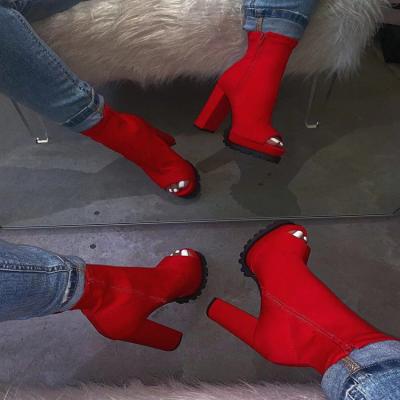 China Boutique Colorful Link Fashion Quick-drying Dye Quick-drying Peep-toe Printing High Heel Boots Ladies Sandals Mixed High Heel Pumps High Heels Shoes For Women for sale