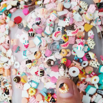 China 3d Nail Art Decoration 30pcs/bag DIY Cartoon Cupcake Ice Cream Donuts DIY Dangle Resin Cartoon Deco Nail Art Decoration Nail for sale