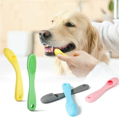 China Stored Portable Soft Silicone Dog Finger Toothbrush Teeth Dirt Pet Grooming Clean Toothbrush Easily for sale