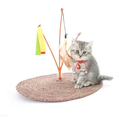 China Stocked High Quality Small Magic Wand Cat Teaser Toys Cat Scratch Post Interactive Tree Feather for sale