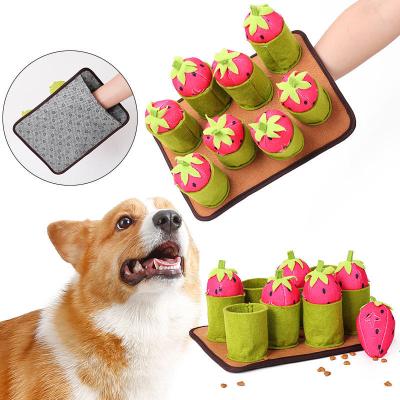 China Hot Selling Viable Strawberry Pet Sniffing Mat Interactive IQ Training Dog Sniffing Toys Plush Pet Toys for sale