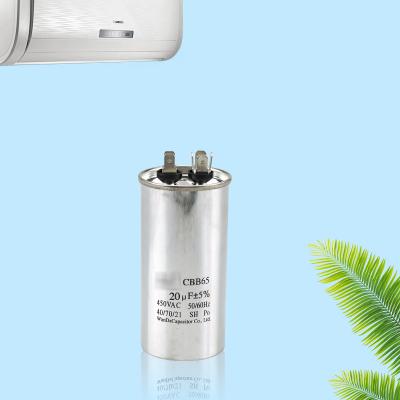 China Resist high temperature good prices silver double tone polypropylene oil film ac start film capacitor cbb65 for sale