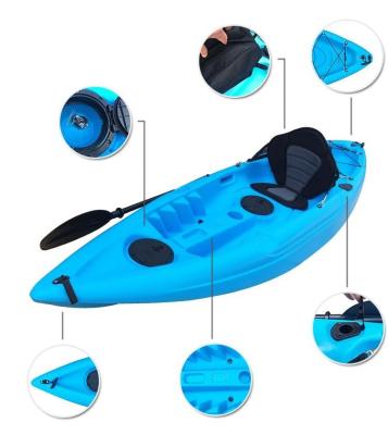 China PE (HDPE or LLDPE) 9.7' Single Ft Sit On Tip Plastic Rowing Fishing Kayak Cheap Leisure Made In China à venda