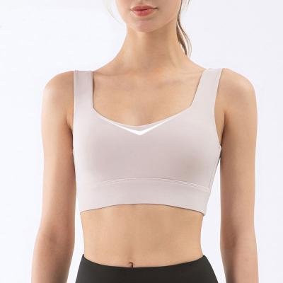 China 2021 New Breathable Fast Delivery Ladies Sports High Impact Yoga Bra Tops Women Workout Yoga Gym Bra Comfortable Camisole With Soft Pad for sale