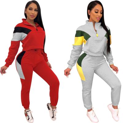 China Wholesale Training Breathable Clothing Women Tracksuit Sweatsuit Patchwork Private Label Jogging Jogger Sweat Suits Women for sale