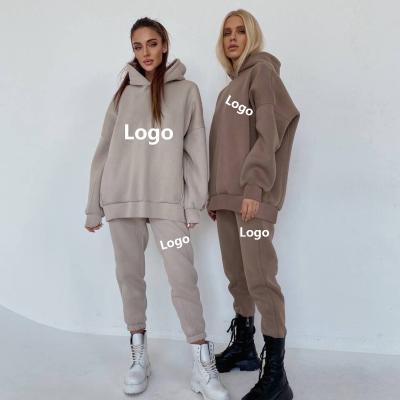 China Logo Women Jogger Hoodie Sweatpants Custom Breathable Set Casual Sportswear Womens Tracksuit Two Piece Pants Set Sweatsuit for sale