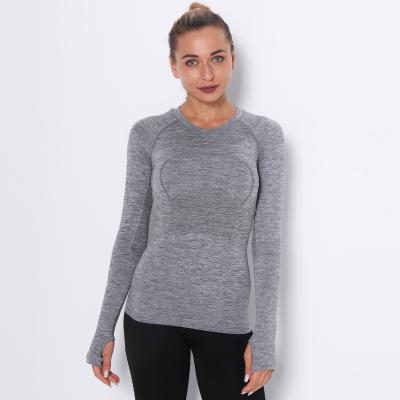 China 2021 Breathable New Drop Shipping Activewear Fitness Seamless Sports Tops Jogging Yoga Women Gym T-Shirt Thumb Hole Skinny Long Sleeve Gym for sale