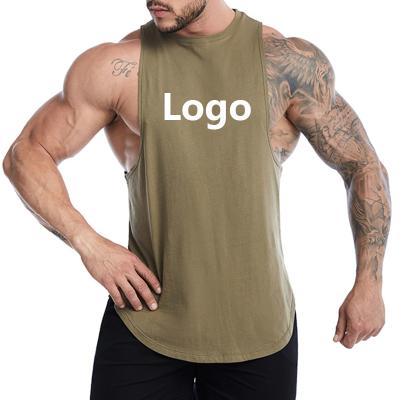 China OEM Breathable Custom Logo Men's Summer Cotton Vest Tank Top Fitness Workout Singlets Gym Clothing Bodybuilding Men Beach Top for sale