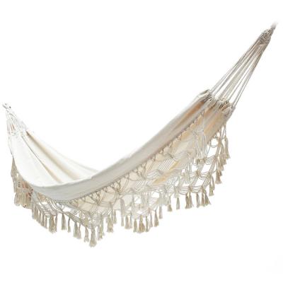 China Feature With Tassel Cotton Hammock With Tassel Outdoor Garden Yard Swing Bed Hanging Chair for sale