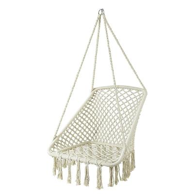 China Modern Macrame Hammock Round Rope Swing Hanging Chair With Iron Pipe Square Hanging Chair for sale