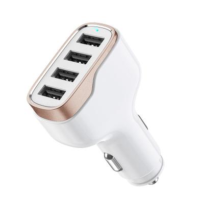 China 48W 4 USB Car Charger With Aluminum Case In Stock 40w 4 USB Car Charger With Aluminum Case Smart Mobile Phone Charger Fast Car for sale