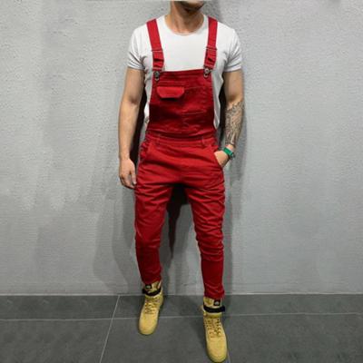 China Streetwear Mens Jeans QUICK DRY Casual Pants With Logo Solid Color Pockets Adjustable Custom Ties Overalls Jeans for sale