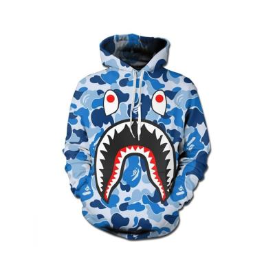 China Hot Sweater Factory Sales Shark Head 3d Printing Men And Women's Sportswear Hooded Sweater Pullover for sale