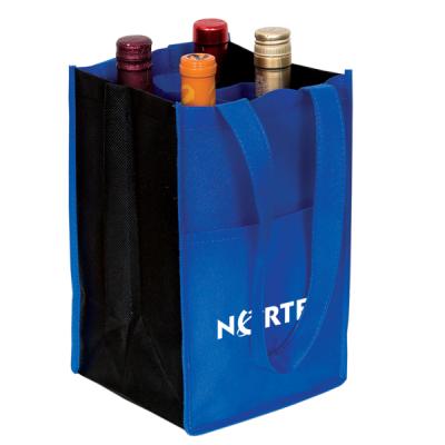 China Eco Friendly Eco-Friendly Nonwoven Canvas Wine Bag 4 Bottle, 2 Bottle Wine Carrier Tote Bag With Your Logo Pouch for sale