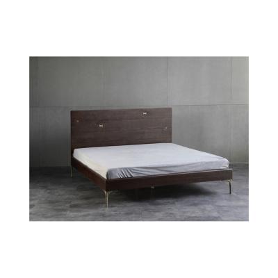 China Nordic Soft Base Beds Solid Wood Double Bed Scandinavian Upholstered Wooden Frame For Bedroom for sale