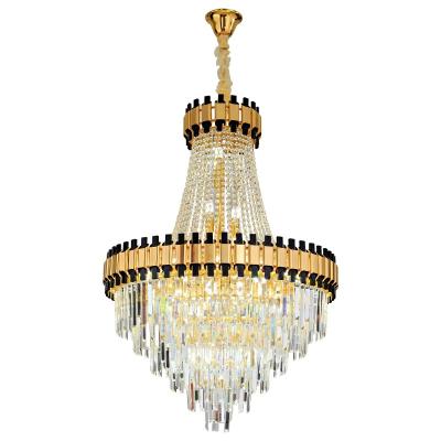 China Traditional Modern Luxury Gold Plated Ceiling Lamp Chandelier Large Hotel Indoor Crystal Chandelier for sale