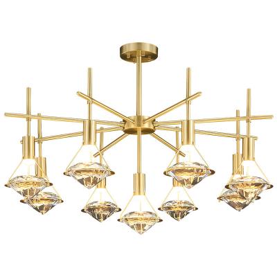 China Classic Light Residential Luxury Indoor Dining Room Lighting Multi Led Pure Copper Crystal Chandelier for sale