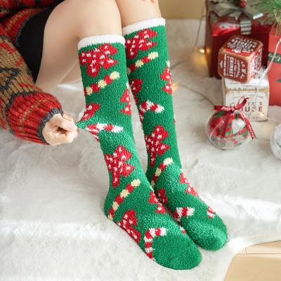 China Breathable Women Winter Christmas Gift Cozy Sleep Bed Socks Floor Home Fuzzy Coral Velvet Christmas Fuzzy Socks for sale