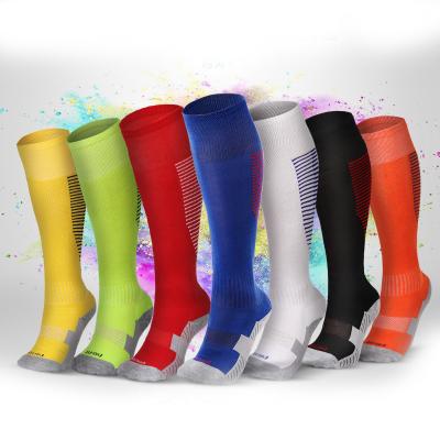 China Solid Color Soccer Men Kids Football Bottom Socks Breathable High Quality Knee High Towel for sale