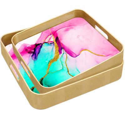 China Best Price Sustainable High Quality Square Form Tray Marble Serving Tray Eco-Friendly Square Trays for sale